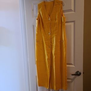Yellow 100% linen dress